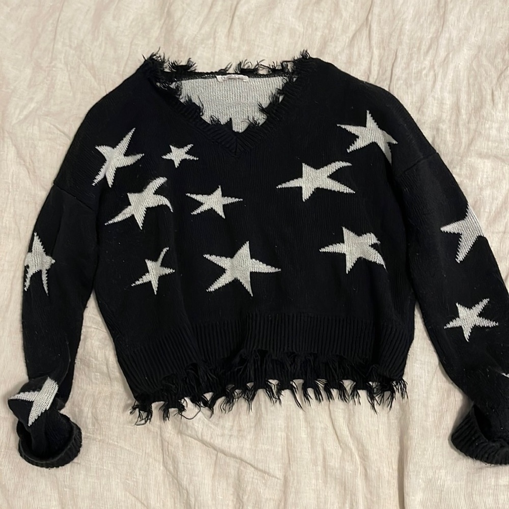Cloud Chaser star oversized fringe sweater - small